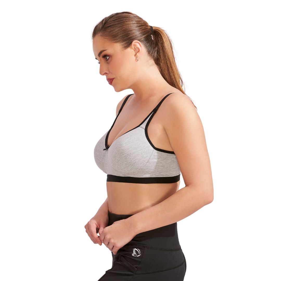 Bralux Sports Bra for Yoga Exercise Bra for Gym Workout Bra with Removable Pads T Back B Cup Non Wired Cotton Spandex Bra -5002