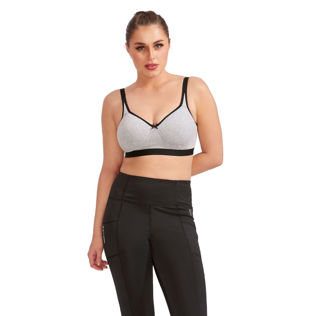 Bralux Sports Bra for Yoga Exercise Bra for Gym Workout Bra with Removable Pads T Back B Cup Non Wired Cotton Spandex Bra -5002