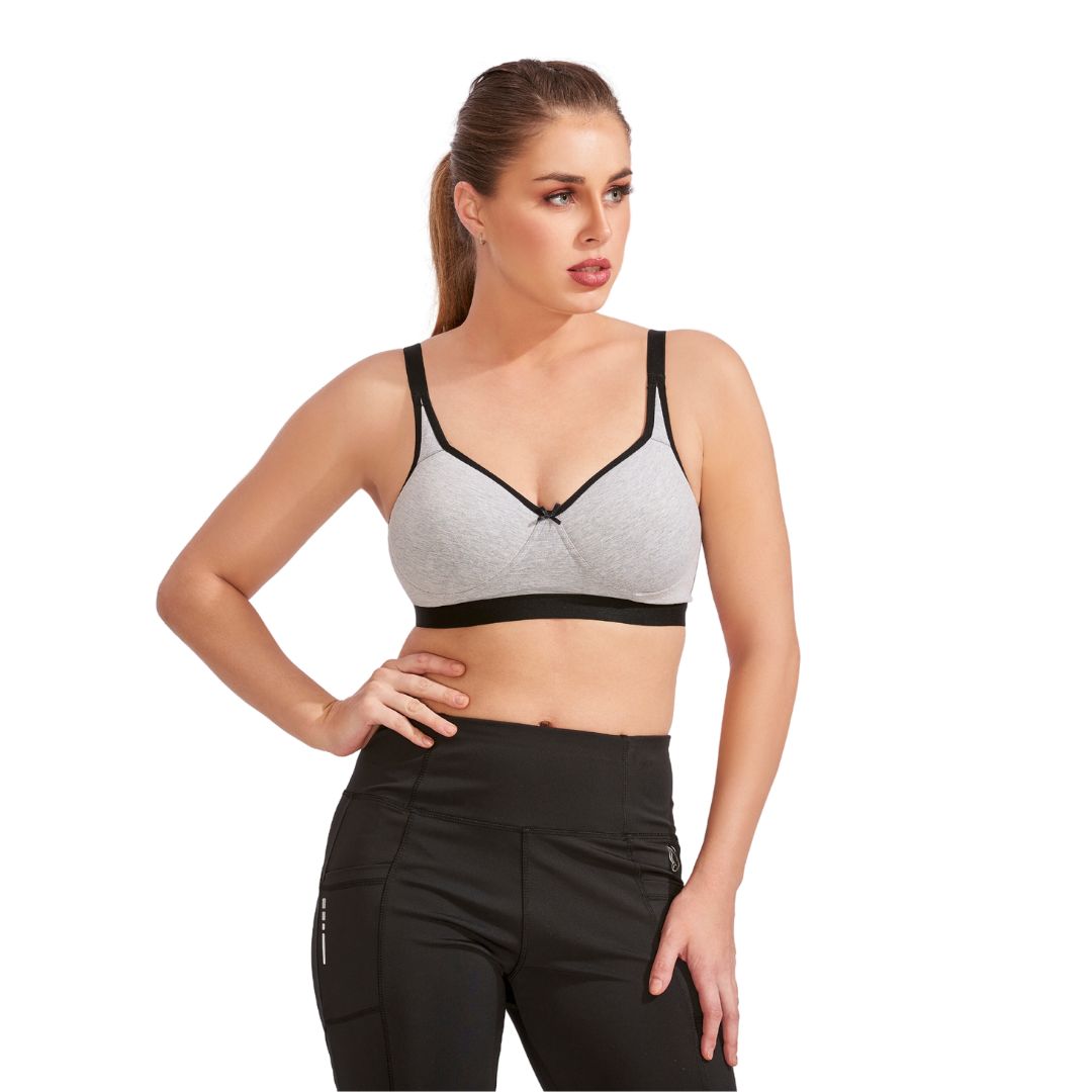Bralux Sports Bra for Yoga Exercise Bra for Gym Workout Bra with Removable Pads T Back B Cup Non Wired Cotton Spandex Bra -5002
