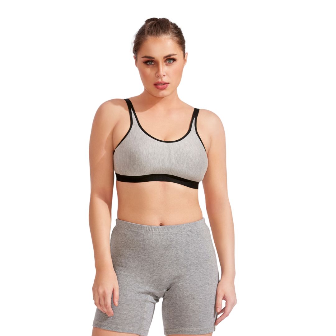 Bralux Sports Bra for Yoga Exercise Bra for Gym Workout Bra with Removable Pads T Back B Cup Non Wired Cotton Spandex Bra -5001
