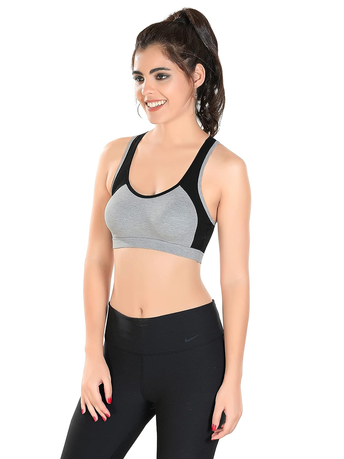 Bralux Sports Bra for Yoga Exercise Bra for Gym Workout Bra with Removable Pads T Back B Cup Non Wired Cotton Spandex Bra- 5003