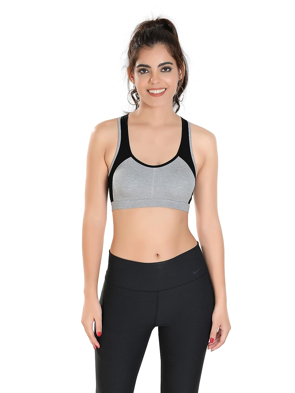 Bralux Sports Bra for Yoga Exercise Bra for Gym Workout Bra with Removable Pads T Back B Cup Non Wired Cotton Spandex Bra- 5003