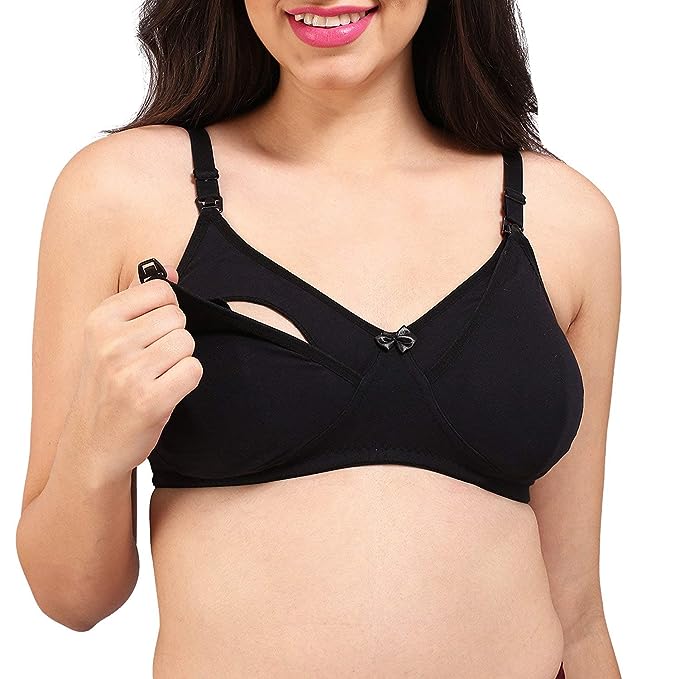 Bralux Nursing Bra for Women Usha Feeding Bra Semi Padded Triple Layered C Cup Pregnancy Bra, Cotton