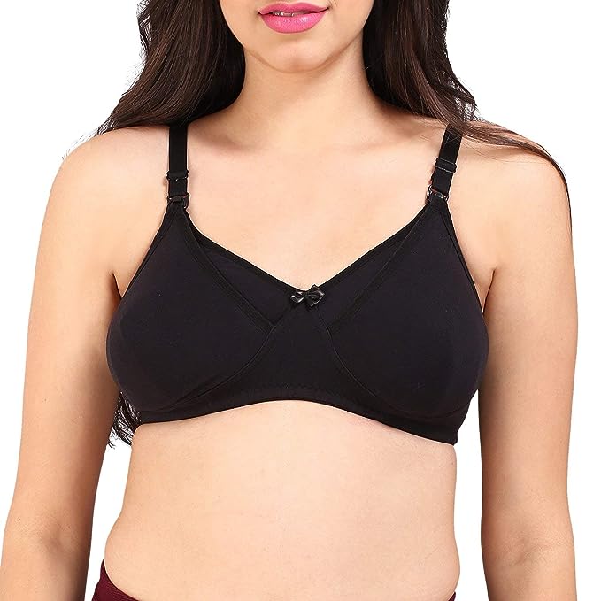 Bralux Nursing Bra for Women Usha Feeding Bra Semi Padded Triple Layered C Cup Pregnancy Bra, Cotton