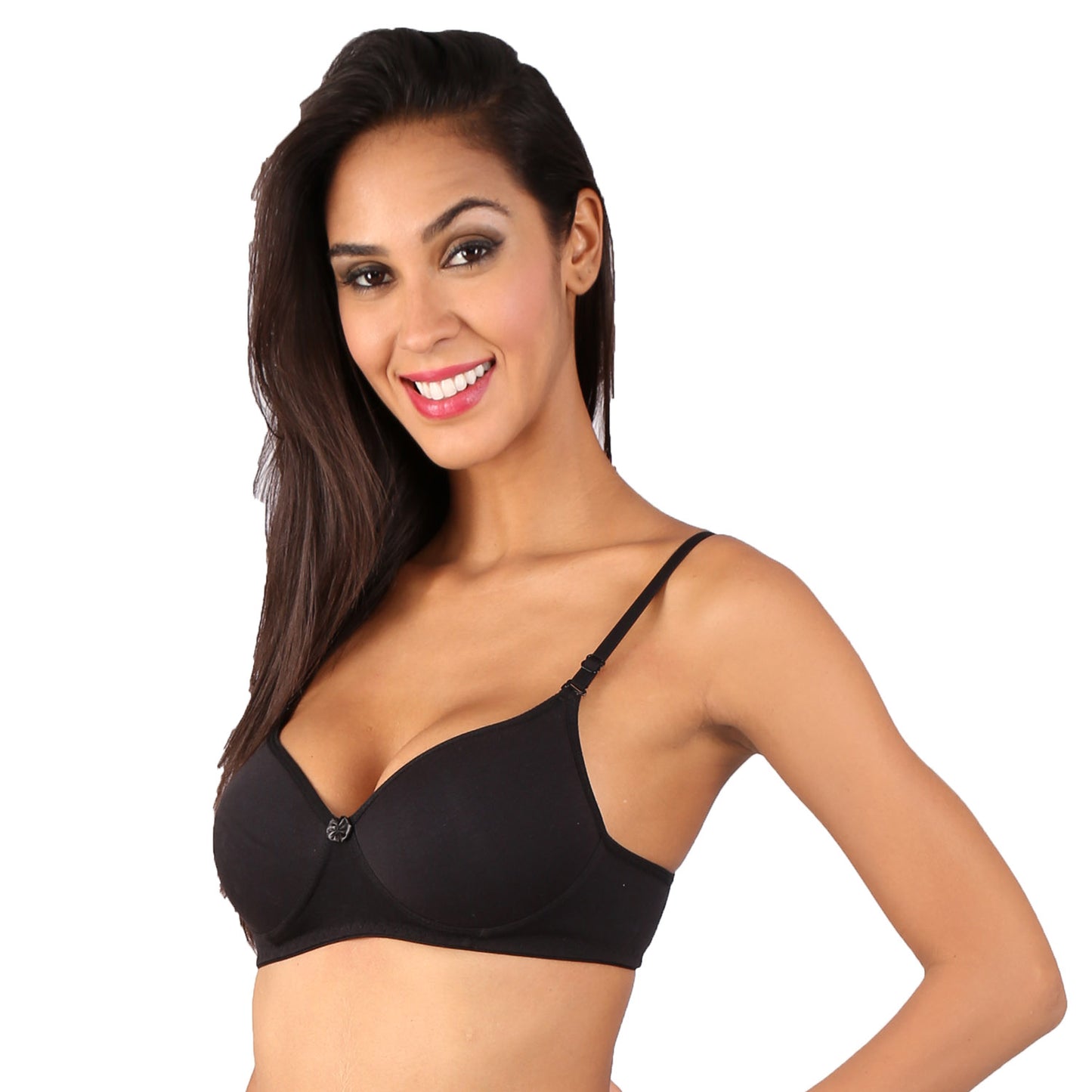 Bralux Womens Bra Non-Wired Bra, Padded T-Shirt Bra, B Cup Cotton Bra, Full Coverage Bra - Black, 30B - Liza