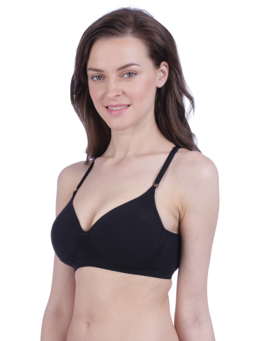 Bralux Padded Rivera T-Back Bra with Regular Strap with Adjuster with size B Cup, Fabric Strech Cotton Hosiery
