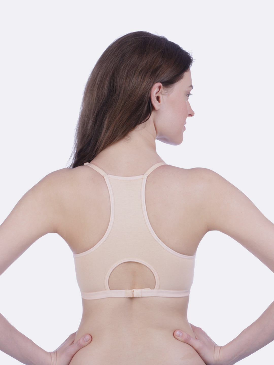 Bralux Padded Rivera T-Back Bra with Regular Strap with Adjuster with size B Cup, Fabric Strech Cotton Hosiery