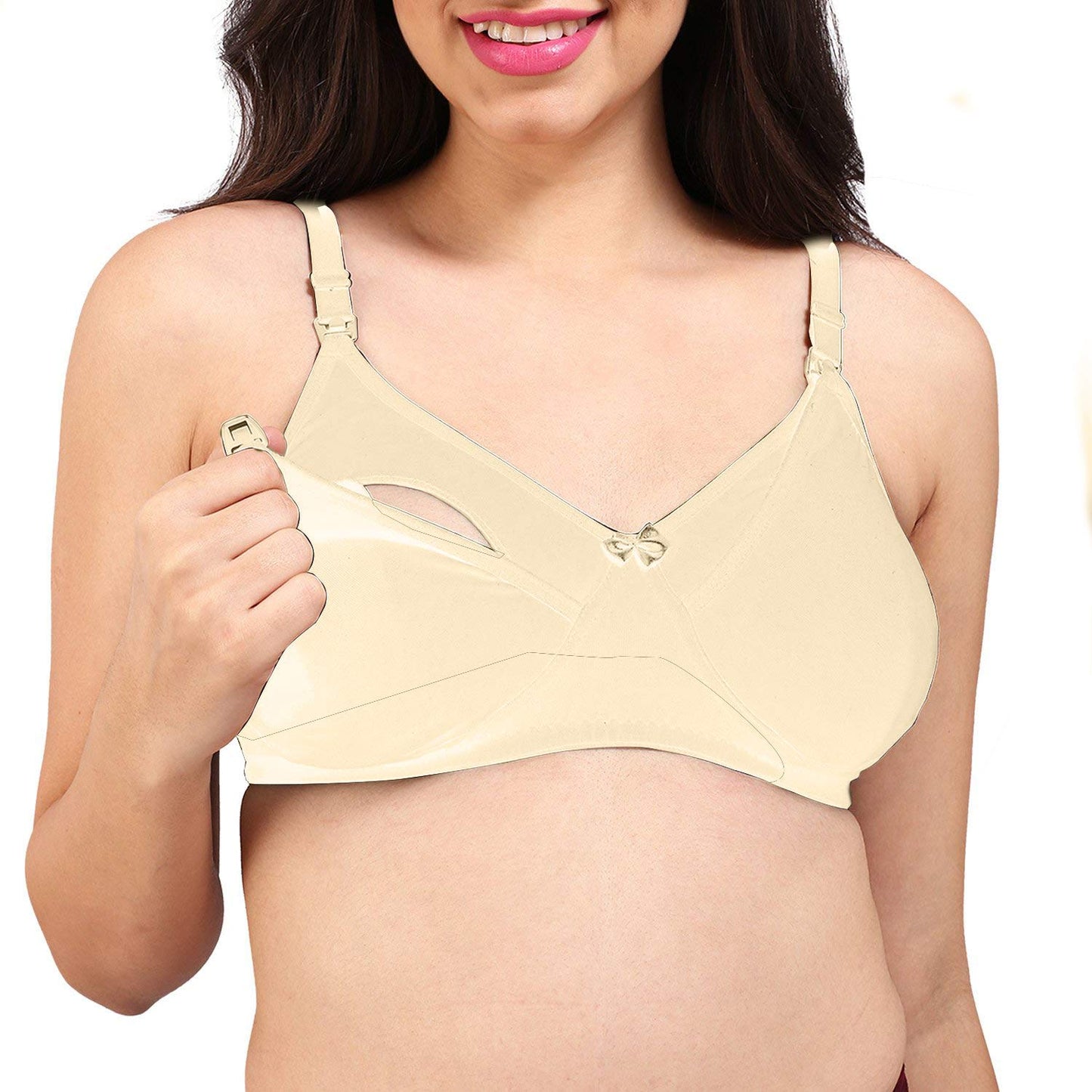 Bralux Nursing Bra for Women Usha Feeding Bra Semi Padded Triple Layered C Cup Pregnancy Bra, Cotton