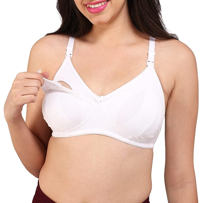 Bralux Nursing Bra for Women Usha Feeding Bra Semi Padded Triple Layered C Cup Pregnancy Bra, Cotton