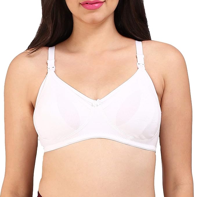 Bralux Nursing Bra for Women Usha Feeding Bra Semi Padded Triple Layered C Cup Pregnancy Bra, Cotton