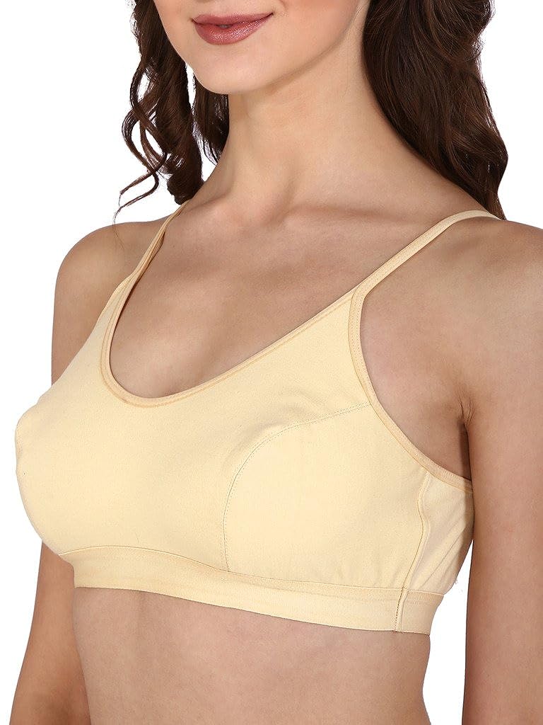 Bralux Womens Sports Bra, Non-Padded Bra Non-Wired, Cotton Hosiery Full Coverage Bra - Kanchan