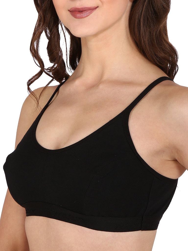 Bralux Womens Sports Bra, Non-Padded Bra Non-Wired, Cotton Hosiery Full Coverage Bra - Kanchan