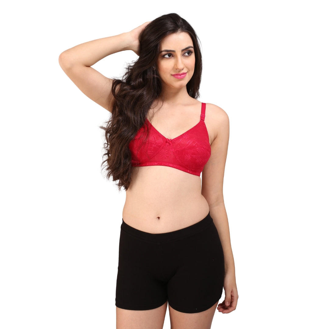 Bralux Women's Monalisa Maroon Color Full Coverage Non-Wired Regular Lace Bra