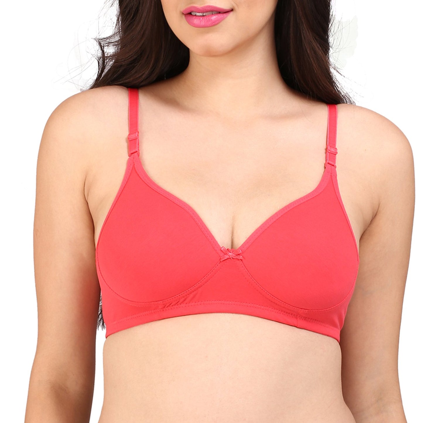 Bralux Women's Bra, B Cup Cotton Non-Wired Thin Padded Bra with Transparent Strap-Payal