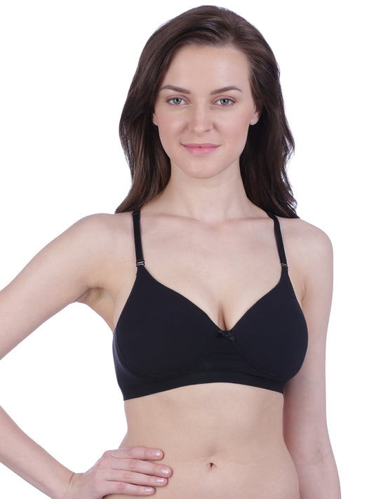 Bralux Padded Rivera T-Back Bra with Regular Strap with Adjuster with size B Cup, Fabric Strech Cotton Hosiery