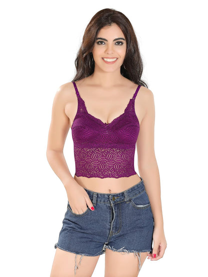 Bralux Bralette Bra Women's Lace Non Padded Wirefree Full Coverage Bralette for Women Crop Tops