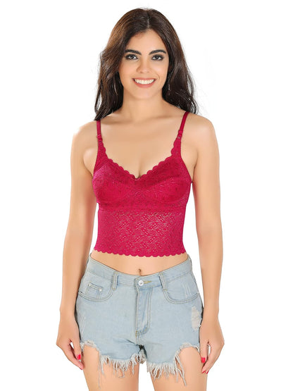 Bralux Bralette Bra Women's Lace Non Padded Wirefree Full Coverage Bralette for Women Crop Tops