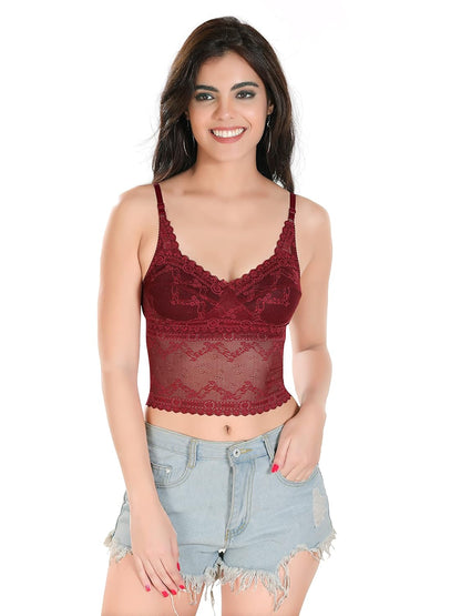 Bralux Bralette Bra Women's Lace Non Padded Wirefree Full Coverage Bralette for Women Crop Tops