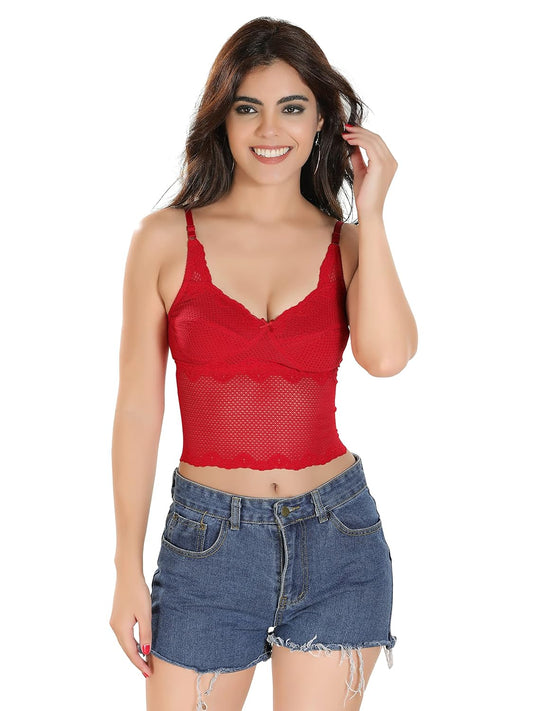 Bralux Bralette Bra Women's Lace Non Padded Wirefree Full Coverage Bralette for Women Crop Tops