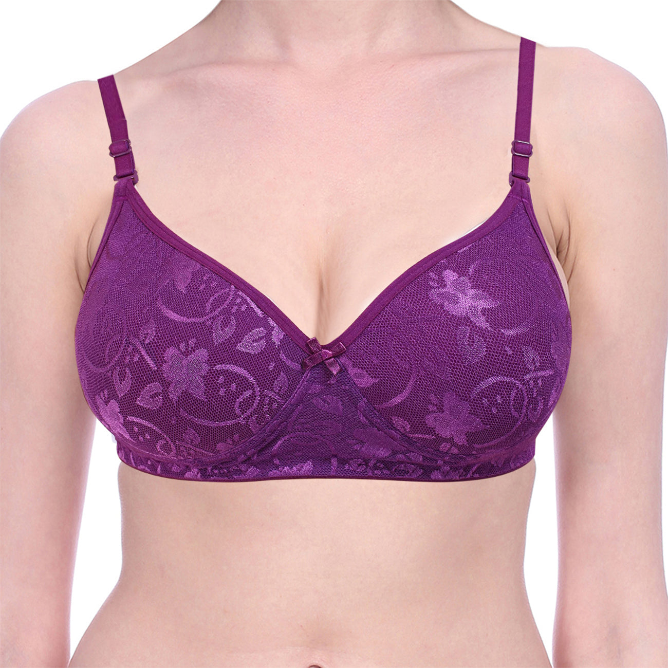 Bralux Cherry Women's Lace Bra Non-Wired Padded, Full Coverage Bra