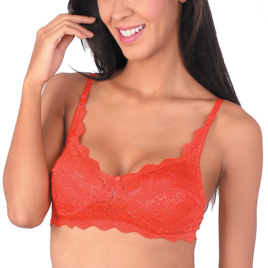 Bralux Womens Bra Fancy Lace Bridal Non-Wired Non-Padded Bra- Angeleena